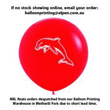 NRL Dolphins Printed 90cm Jumbo Balloons 1pk