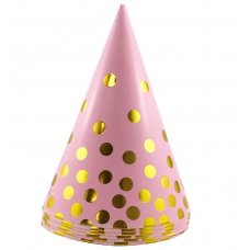 Cone Hats 150mm Pink/Gold Hot Stamping P6