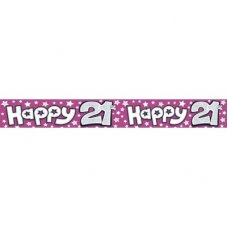 Happy 21st Pink (QAH014F) 2.6m Banner P1