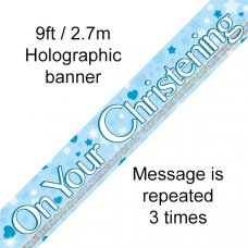 On Your Christening Blue Banner 2.7m P1