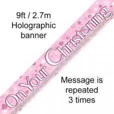 On Your Christening Pink Banner 2.7m P1