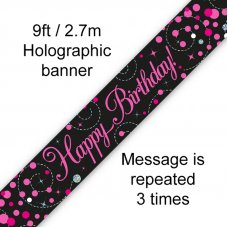 Sparkling Fizz Pink Banner 2.7m Happy Birthday P1