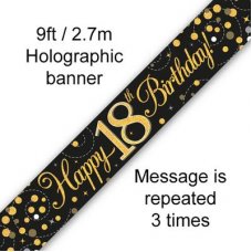 Sparkling Fizz Black & Gold Banner 2.7m 18th Bday P1