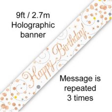 Sparkling Fizz Rose Gold Banner 2.7m Happy Bday P1