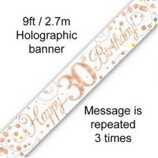 Sparkling Fizz Rose Gold Banner 2.7m 30th Bday P1