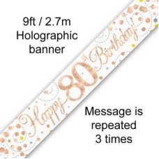 Sparkling Fizz Rose Gold Banner 2.7m 80th Bday P1