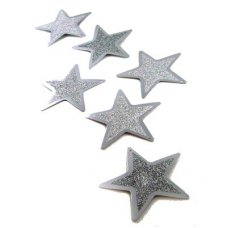 Glitter 4in Silver Stars P12