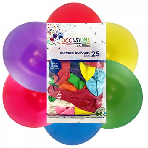Metallic Assorted Colours 30cm Balloons P25