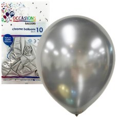 Chrome Silver 30cm Balloons P10
