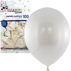 Metallic White 30cm Balloons Bag 100