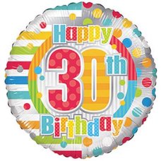 Happy 30th Birthday Dots & Lines (19875-18) Round P1