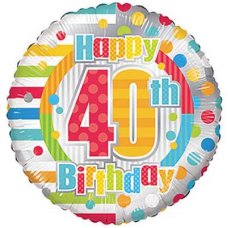 Happy 40th Birthday Dots & Lines (19876-18) Round P1