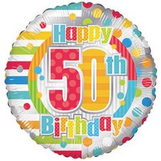 Happy 50th Birthday Dots & Lines (19877-18) Round P1