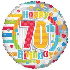 Happy 70th Birthday Dots & Lines (19880-18) Round P1