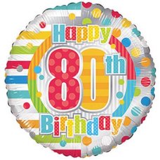 Happy 80th Birthday Dots & Lines (19881-18) Round P1