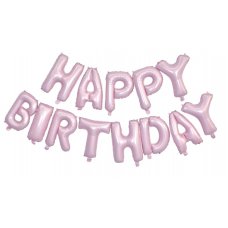 Happy Birthday Kit Lt Pink 14inch +Straw&Ribbon Pack 1