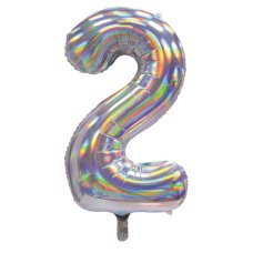 34inch Decrotex Foil Balloon Number Irid.Silver #2 Pack 1