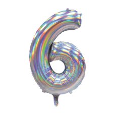 34inch Decrotex Foil Balloon Number Irid.Silver #6 Pack 1