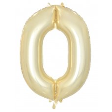 34inch Decrotex Foil Balloon Number Luxe Gold #0 Pack 1