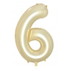 34inch Decrotex Foil Balloon Number Luxe Gold #6 Pack 1