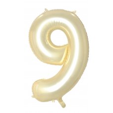 34inch Decrotex Foil Balloon Number Luxe Gold #9 Pack 1