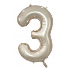34inch Decrotex Foil Balloon Number Champagne #3 Pack 1