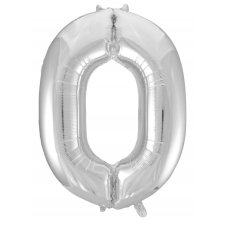 34inch Decrotex Foil Balloon Number Silver #0 Pack 1