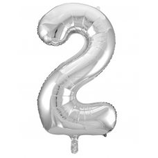 34inch Decrotex Foil Balloon Number Silver #2 Pack 1