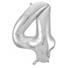 34inch Decrotex Foil Balloon Number Silver #4 Pack 1