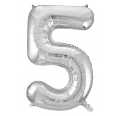 34inch Decrotex Foil Balloon Number Silver #5 Pack 1