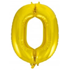 34inch Decrotex Foil Balloon Numeral Gold #0 Shaped P1