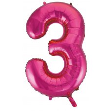 34inch Decrotex Foil Balloon Number Magenta #3 Pack 1