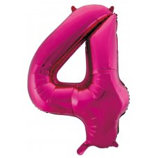34inch Decrotex Foil Balloon Numeral Magenta #4 Pack 1