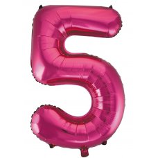 34inch Decrotex Foil Balloon Number Magenta #5 Pack 1