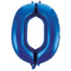 34inch Decrotex Foil Balloon Number Blue #0 Pack 1