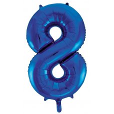 34inch Decrotex Foil Balloon Number Blue #8 Pack 1