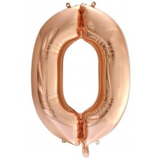 34inch Decrotex Foil Balloon Number Rose Gold #0 Pack 1