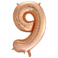 34inch Decrotex Foil Balloon Number Rose Gold #9 Pack 1