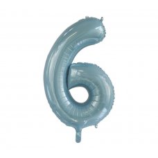34inch Decrotex Foil Balloon Numeral Light Blue #6 Shaped P1