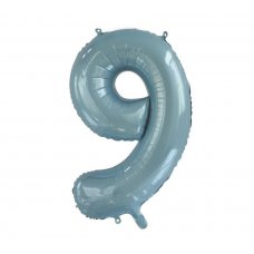34inch Decrotex Foil Balloon Numeral Light Blue #9 Shaped P1