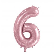 34inch Decrotex Foil Balloon Numeral Light Pink #6 Shaped P1