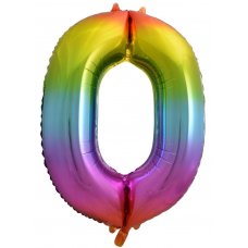 34inch Decrotex Foil Balloon Num Rainbow Splash #0 Shaped P1