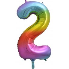34inch Decrotex Foil Balloon Num Rainbow Splash #2 Pack 1