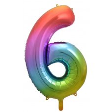 34inch Decrotex Foil Balloon Num Rainbow Splash #6 Pack 1