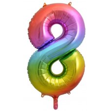 34inch Decrotex Foil Balloon Num Rainbow Splash #8 Shaped P1