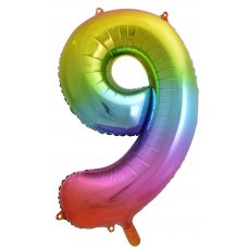 34inch Decrotex Foil Balloon Num Rainbow Splash #9 Pack 1