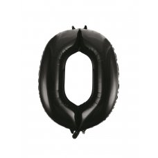34inch Decrotex Foil Balloon Number Black #0 Pack 1
