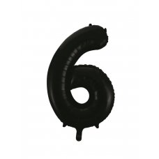 34inch Decrotex Foil Balloon Number Black #6 Pack 1