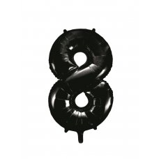 34inch Decrotex Foil Balloon Numeral Black #8 Shaped P1