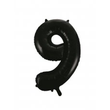 34inch Decrotex Foil Balloon Number Black #9 Pack 1